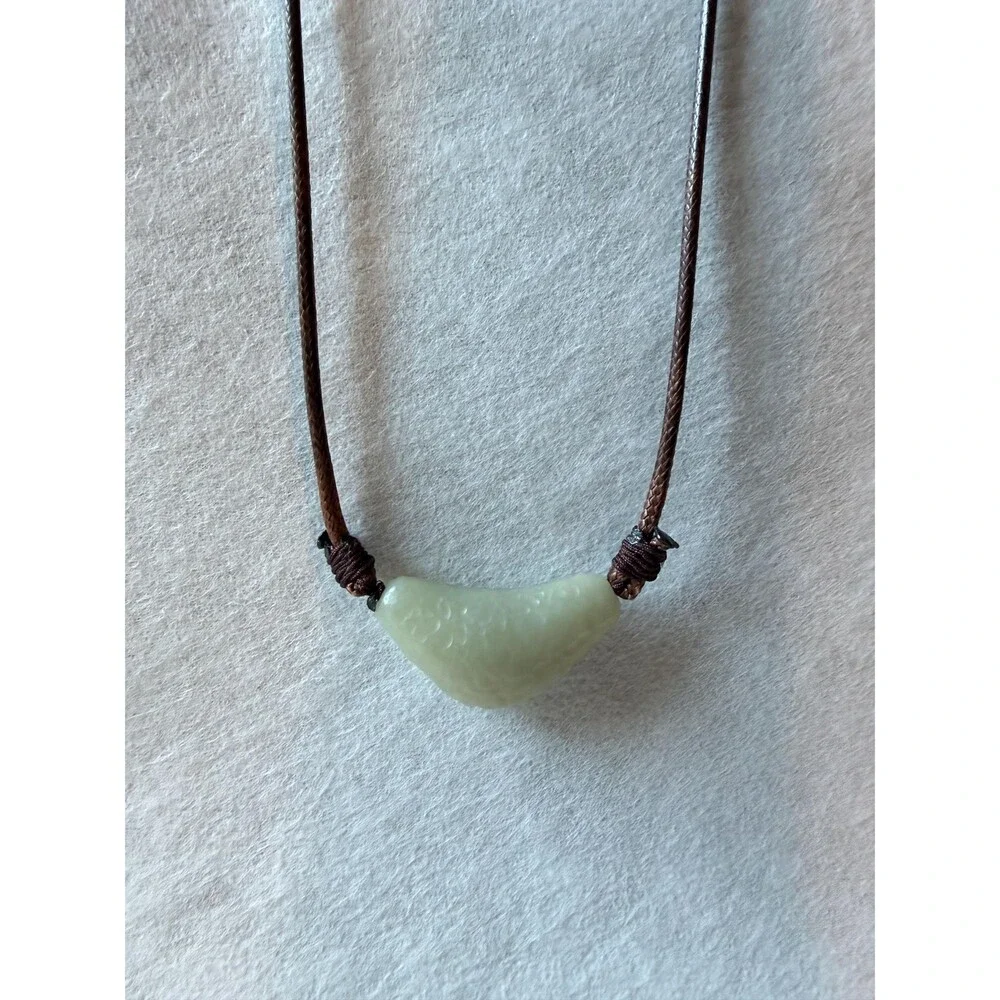 Natural White Jade Pendant Necklace OOAK Freeform Nugget  Chunky Organic Jade